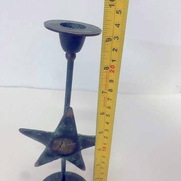 Primitive Candlestick Holder sun face star - Picture 9 of 10